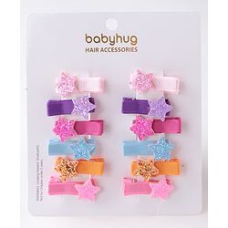 Babyhug Hair Pins And Clips  Free Size Pack of 12 - Multicolor