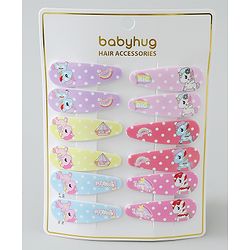 Babyhug Snap Clips Unicorn Theme Pack of 6- Multicolor