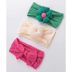 Babyhug Free Size Headbands with Bow Pack of 3 - Multicolor