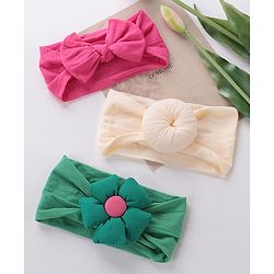 Babyhug Free Size Headbands with Bow Pack of 3 - Multicolor