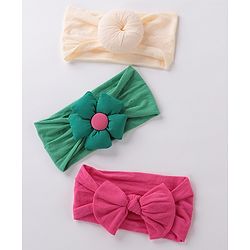 Babyhug Free Size Headbands with Bow Pack of 3 - Multicolor