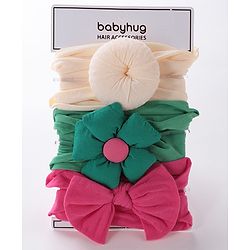 Babyhug Free Size Headbands with Bow Pack of 3 - Multicolor