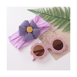 Babyhug Free Size Headband With Flower Applique & Sunglasses - Purple