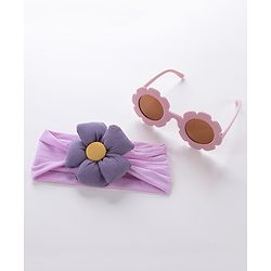 Babyhug Free Size Headband With Flower Applique & Sunglasses - Purple