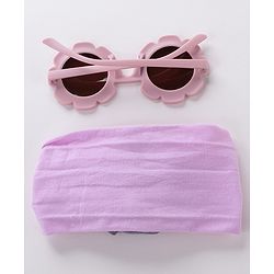 Babyhug Free Size Headband With Flower Applique & Sunglasses - Purple