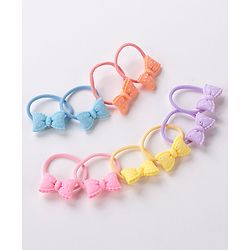 Babyhug Free Size Rubber Bands Set with Bow Applique Pack of 10 - Multicolor