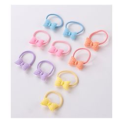 Babyhug Free Size Rubber Bands Set with Bow Applique Pack of 10 - Multicolor