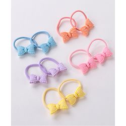 Babyhug Free Size Rubber Bands Set with Bow Applique Pack of 10 - Multicolor
