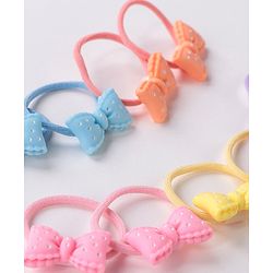 Babyhug Free Size Rubber Bands Set with Bow Applique Pack of 10 - Multicolor