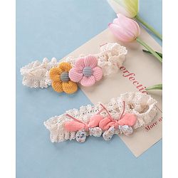 Babyhug Free Size Headbands with Bow & Floral Applique Pack of 2  -Multicolor