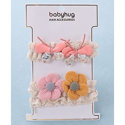 Babyhug Free Size Headbands with Bow & Floral Applique Pack of 2  -Multicolor