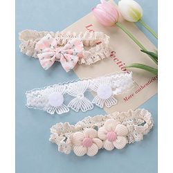 Babyhug Free Size Headbands with Floral & Bow Applique Pack of 3  -Multicolor