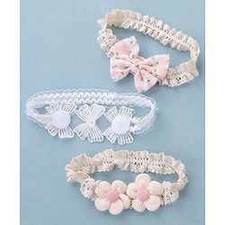 Babyhug Free Size Headbands with Floral & Bow Applique Pack of 3  -Multicolor