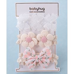 Babyhug Free Size Headbands with Floral & Bow Applique Pack of 3  -Multicolor