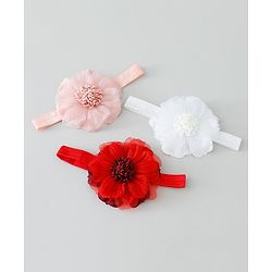 Babyhug Free Size Headbands with Flower Applique Pack of 3 - Multicolor