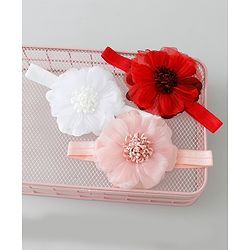 Babyhug Free Size Headbands with Flower Applique Pack of 3 - Multicolor