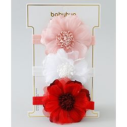 Babyhug Free Size Headbands with Flower Applique Pack of 3 - Multicolor