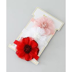 Babyhug Free Size Headbands with Flower Applique Pack of 3 - Multicolor