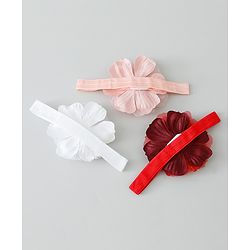 Babyhug Free Size Headbands with Flower Applique Pack of 3 - Multicolor