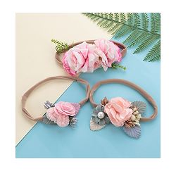 Babyhug Free Size Headbands with Flower Applique Pack of 3 -Pink
