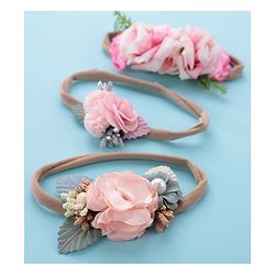 Babyhug Free Size Headbands with Flower Applique Pack of 3 -Pink