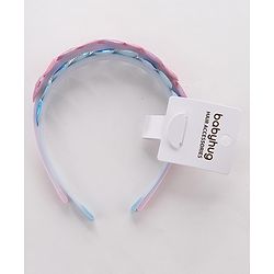 Babyhug Free Size Hair Bands with Heart & Glitter Applique Pack of 2 - Blue &  Pink