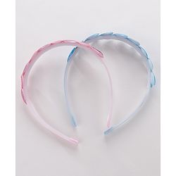Babyhug Free Size Hair Bands with Heart & Glitter Applique Pack of 2 - Blue &  Pink