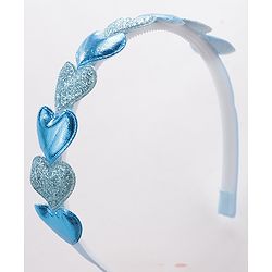 Babyhug Free Size Hair Bands with Heart & Glitter Applique Pack of 2 - Blue &  Pink