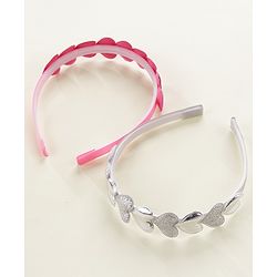 Babyhug Free Size Hair Bands Pack of 2 - Pink & Silver