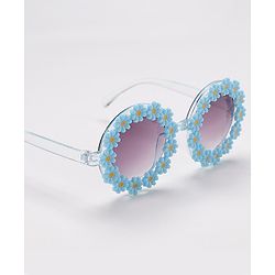 Babyhug Sunglasses  with Flower Design Free Size- Blue