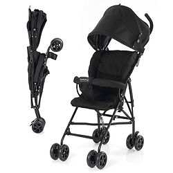Babyhug Lightweight & Compact Tour Infant Travel Buggy Stroller- Grey| Compact Umbrella Fold| Rear Wheels with Brake| Front Swivel Wheels with Lock