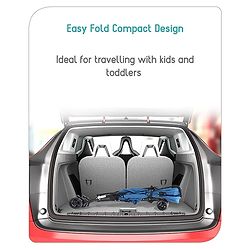 Babyhug Lightweight & Compact Tour Infant Travel Buggy Stroller- Grey| Compact Umbrella Fold| Rear Wheels with Brake| Front Swivel Wheels with Lock