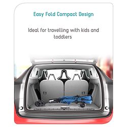 Babyhug Lightweight & Compact Tour Infant Travel Buggy Stroller- Black| Compact Umbrella Fold| Rear Wheels with Brake| Front Swivel Wheels with Lock (Color May Vary)