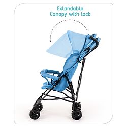 Babyhug Lightweight & Compact Tour Infant Travel Buggy Stroller- Black| Compact Umbrella Fold| Rear Wheels with Brake| Front Swivel Wheels with Lock (Color May Vary)