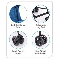 Babyhug Lightweight & Compact Tour Infant Travel Buggy Stroller- Black| Compact Umbrella Fold| Rear Wheels with Brake| Front Swivel Wheels with Lock (Color May Vary)