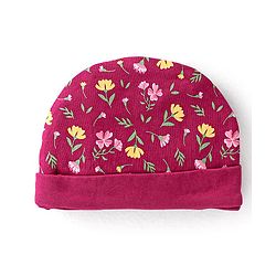 Babyhug 100% Cotton Knit Cap Mittens & Booties Set with Floral Print - Red