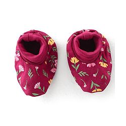 Babyhug 100% Cotton Knit Cap Mittens & Booties Set with Floral Print - Red