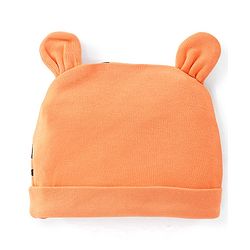 Babyhug 100% Cotton Interlock Knit Cap Tiger Print - Orange