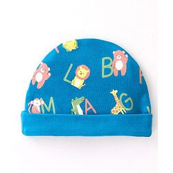 Babyhug 100% Cotton Knit Cap Lion Print -Green