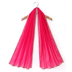 Babyhug Sleeveless Brocade Top & Sequined Georgette Lehenga with Lace Border Dupatta - Hot Pink