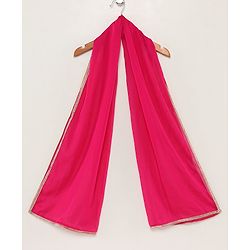 Babyhug Sleeveless Brocade Top & Sequined Georgette Lehenga with Lace Border Dupatta - Hot Pink