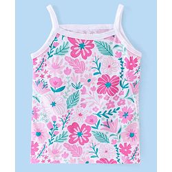 Babyhug 100% Cotton Knit Singlet Antibacterial Slips Floral Print Pack of 3 - Pink White & Teal