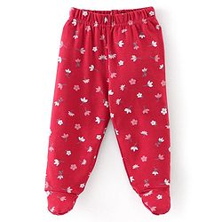 Babyhug Cotton Interlock Knit Full Length Stripe Bootie Pants Pack of 3 - Pink & Red