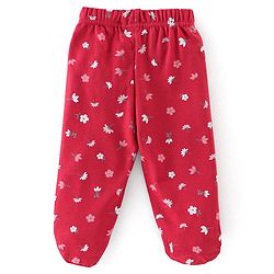 Babyhug Cotton Interlock Knit Full Length Stripe Bootie Pants Pack of 3 - Pink & Red