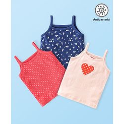 Babyhug 100% Cotton Sleeveless Antibacterial Slips Pack of 3 - Blue & Pink