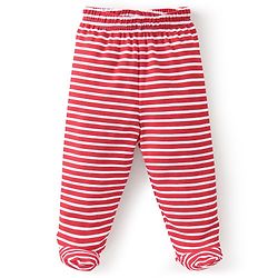Babyhug Cotton Knit Footed Bootie Leggings Dino Printed Pack of 3 - Red & Navy Blue