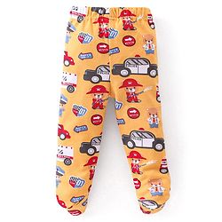 Babyhug Interlock Booties Pant Striped & Car Print Pack of 3 - Yellow & Blue