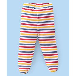Babyhug Interlock Booties Pant Striped & Car Print Pack of 3 - Yellow & Blue
