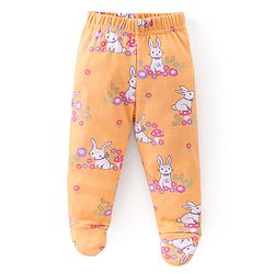 Babyhug Interlock Booties Pant Striped & Bunny Print Pack of 3 - Pink & Yellow
