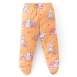 Babyhug Interlock Booties Pant Striped & Bunny Print Pack of 3 - Pink & Yellow